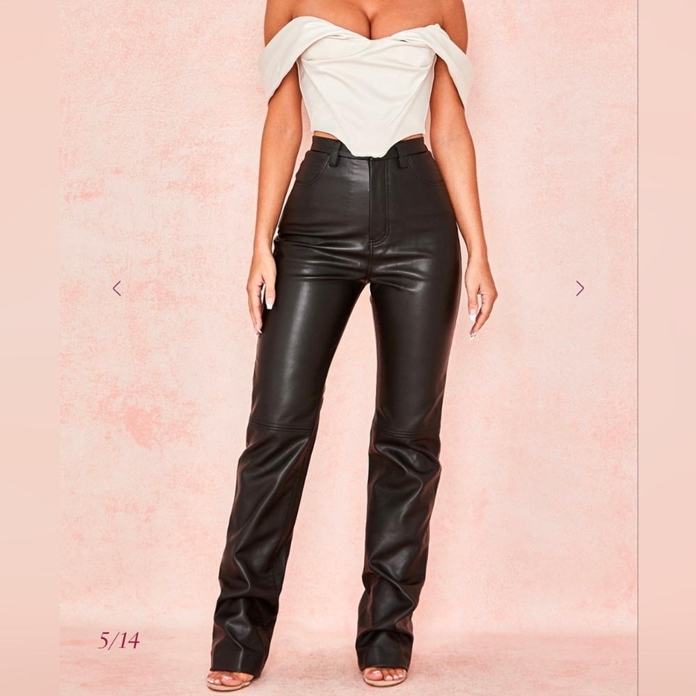House of CB Black Inaya Leather Pants Size L